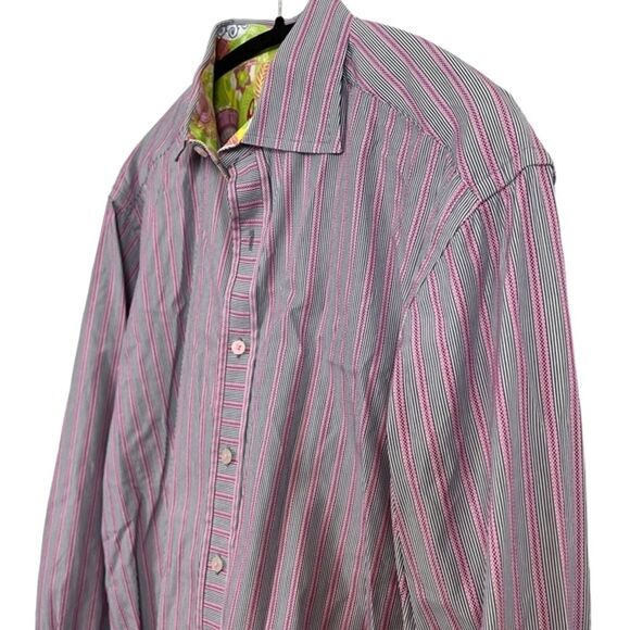 ROBERT GRAHAM Pink Stripes Casual Button Down Long Sleeve Men's Shirt Top sz L - Picture 8 of 16